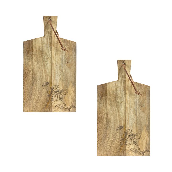 Mango Wood Cutting Boards (Set of 2) - 10" x 18"H for Cooking and Serving