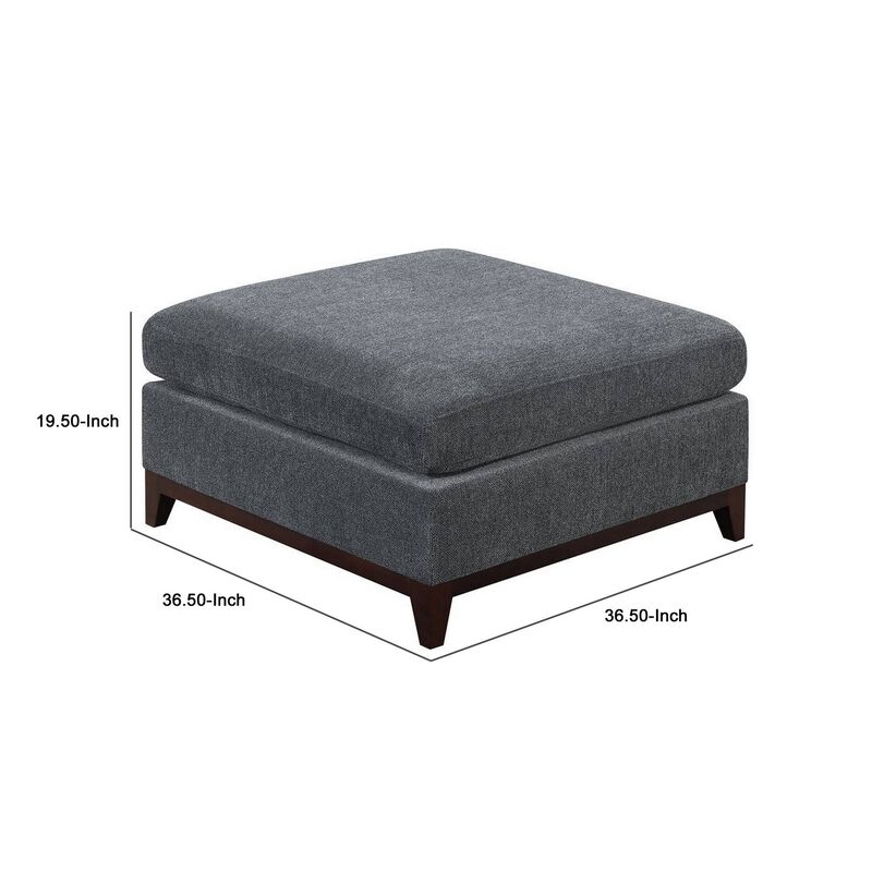 37 Inch Modern Square Ottoman with Foam Seating, Gray Chenille Fabric -Benzara