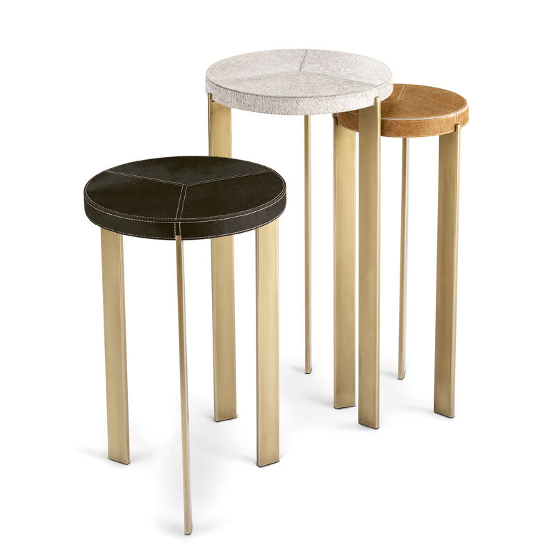 Andres Hair on Hide Brass Mixer Table Set