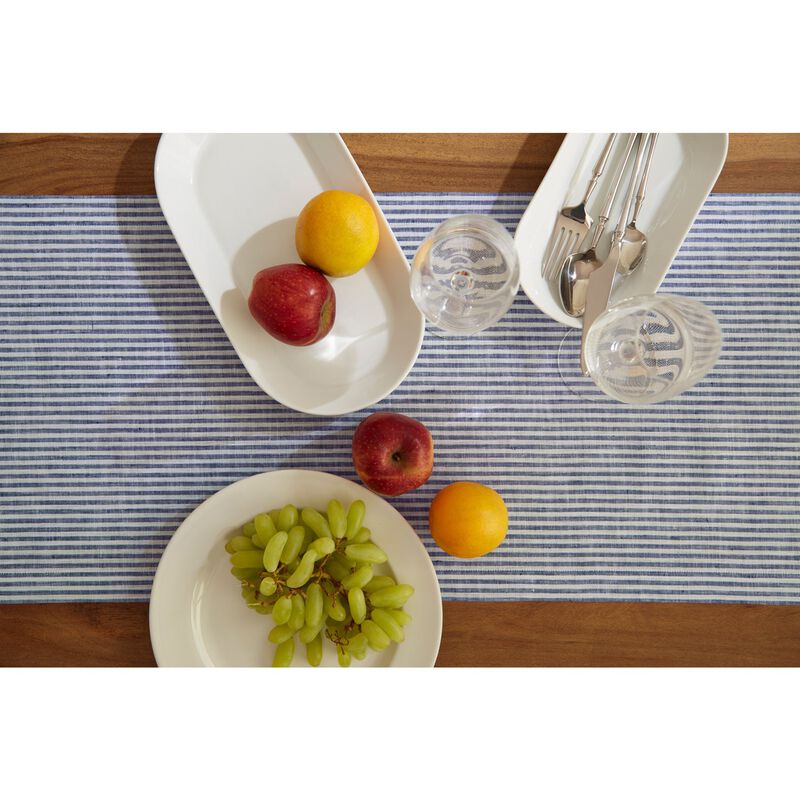 Solino Home 100% Pure Linen Table Runner 14 x 108 Inch | Narrow Stripe