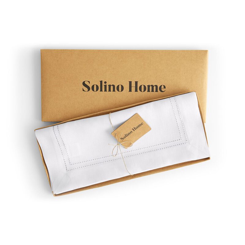Solino Home 100% Pure Linen Table Runner | Linen Double Hemstitch