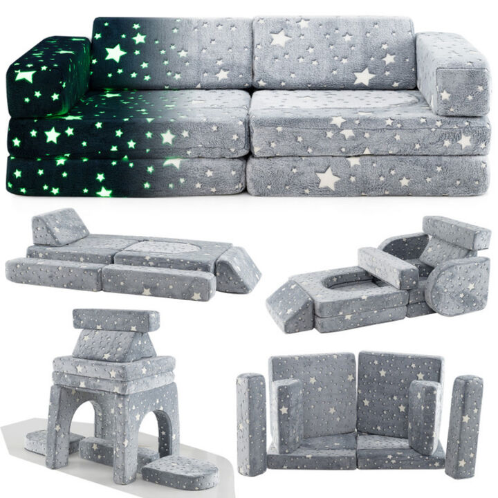 10 Pieces Modular Kids Play Couch Sectional Sofa Glow in the Dark 10 Pieces Modular Kids Play Couch Sectional Sofa Glow in the Dark