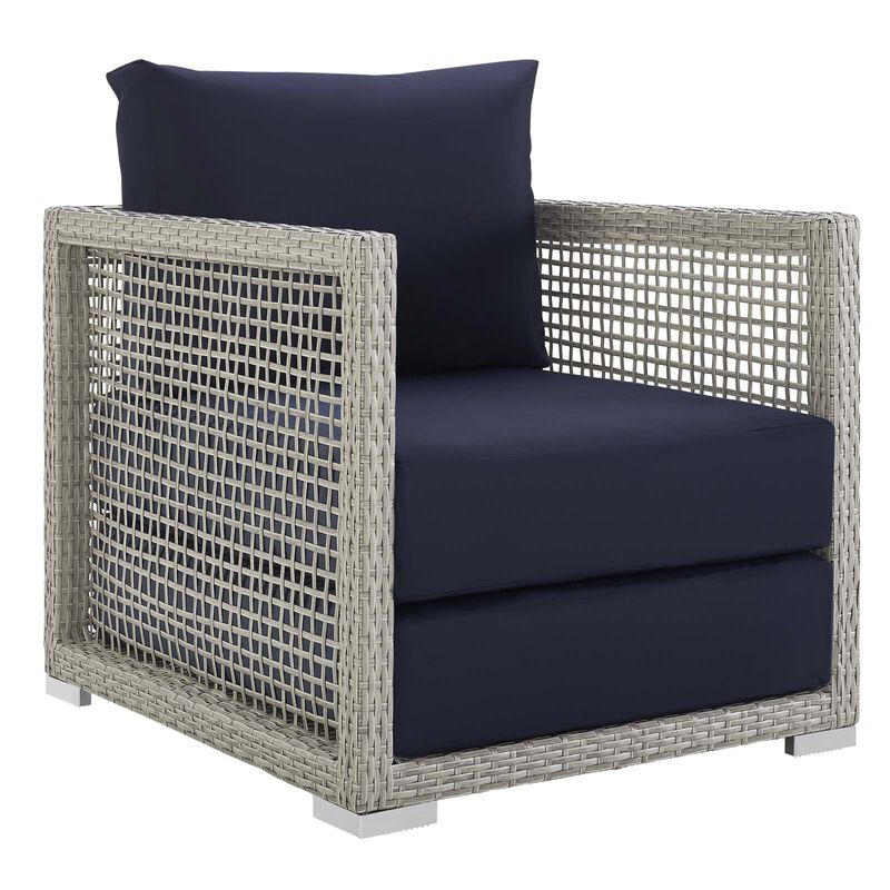 Aura 3 Piece Outdoor Patio Wicker Rattan Set - Gray Navy