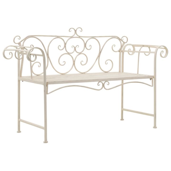 vidaXL Garden Bench 52" Metal Antique White