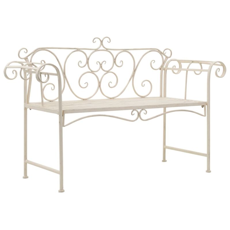 vidaXL Garden Bench 52" Metal Antique White