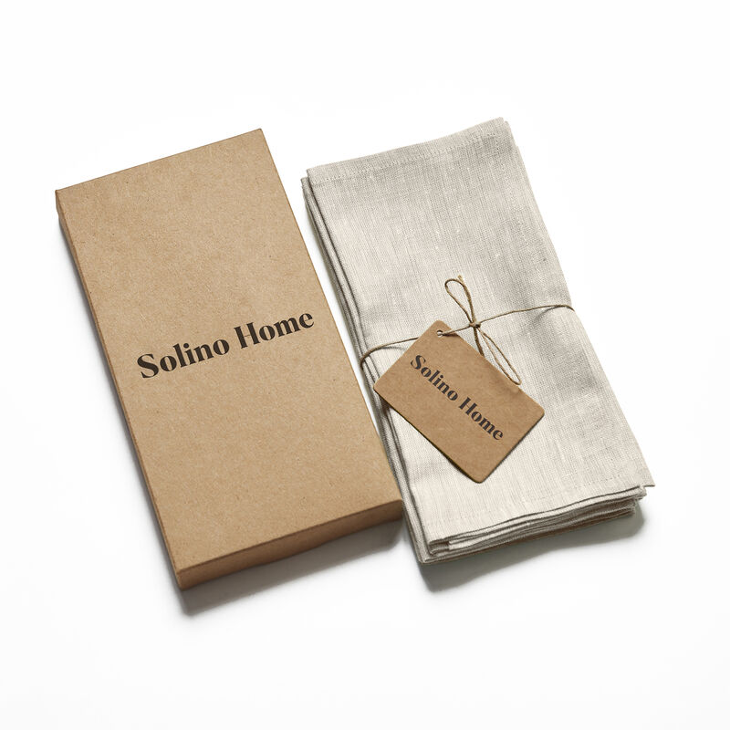 Solino Home 100% Pure Linen Cocktail Napkins Set of 12 | Athena
