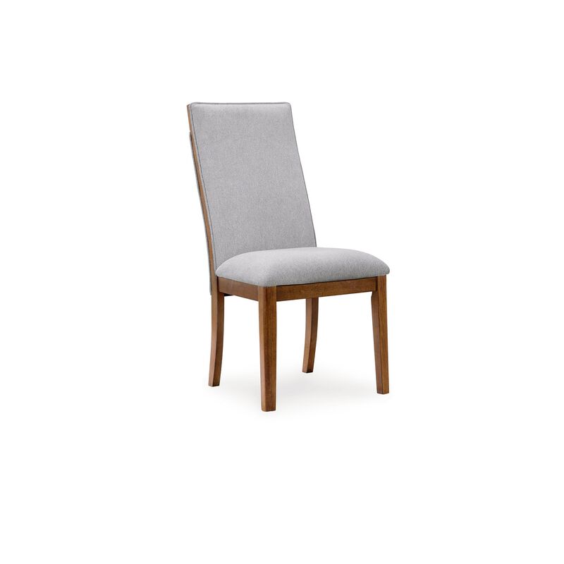 Jeyn Dining Side Chair Set of 2, Solid Hardwood, Light Gray Polyester - Benzara