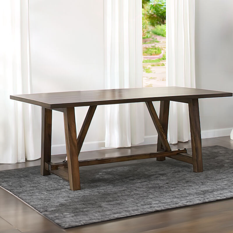 Arendal Trestle Rectangular Dining Table, Burnished Dark Oak