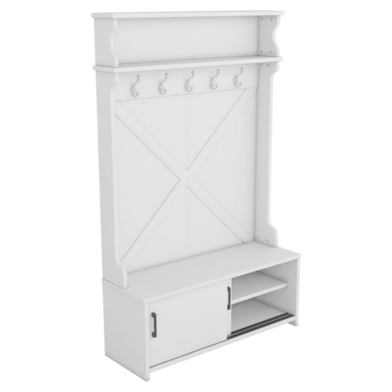 Hall Tree with Storage Bench & Coat Hooks – Entryway & Mudroom Organizer