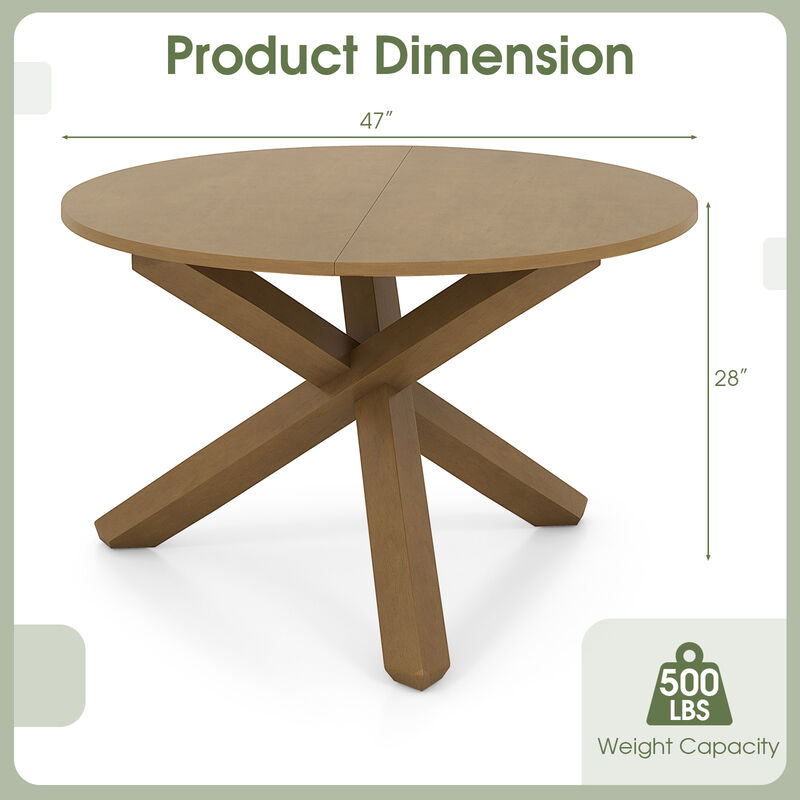 47 Inches Round Dining Table with Solid Acacia Wood Legs