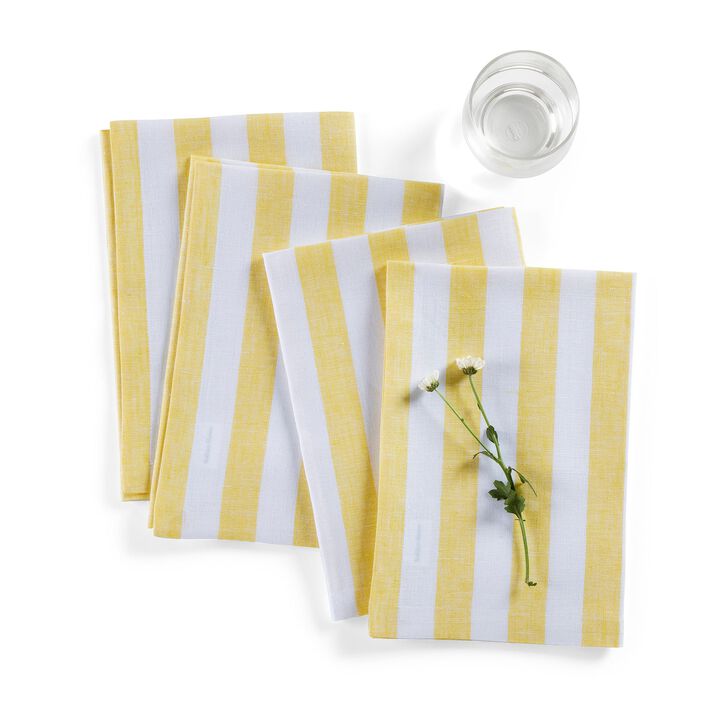 Solino Home 100% Pure Linen Dinner Napkins 20 x 20 Inch Set of 4 | Sorrento Stripe