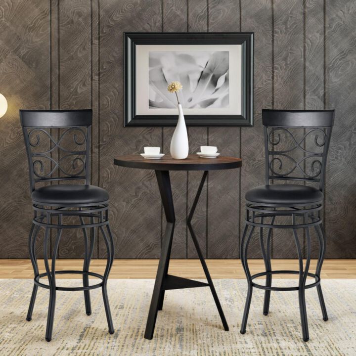 Hivvago Set of 2 30 Inch Bar Stool with Backrest and Footrest