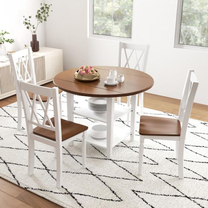 Hivvago Set of 2 Farmhouse Wooden Kitchen Chairs with Rubber Wood Seat