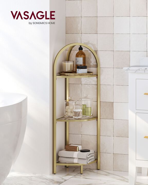 Modern 3-Tier Corner Shelf with Durable Tempered Glass