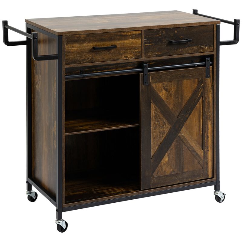Rustic Kitchen Helper: Rolling Cart with Adjustable Shelf