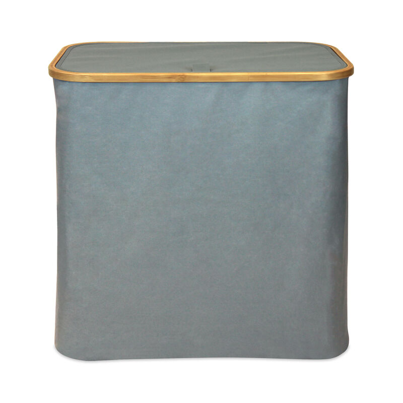 Oceanstar Double Soft Sided Laundry Hamper Sorter With Bamboo Rim Lid