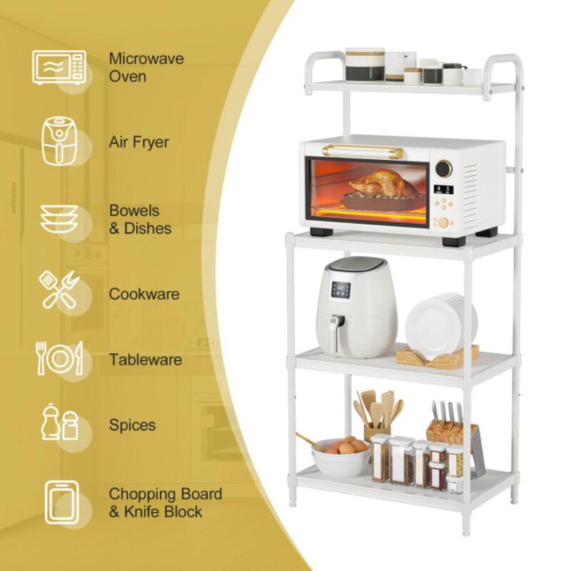 Hivvago 4-Tier Kitchen Microwave Storage Rack with Metal Shelves