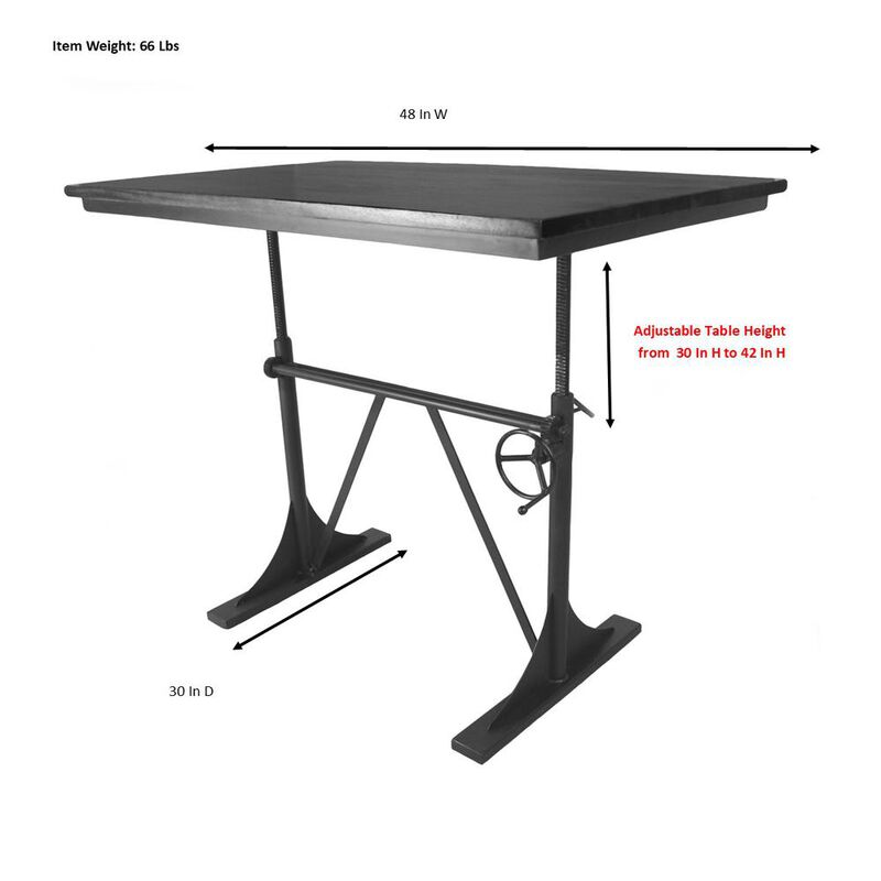 Carolina Living Brio Sit or Standing Adjustable Desk - Natural Driftwood Top - Aged Iron Base