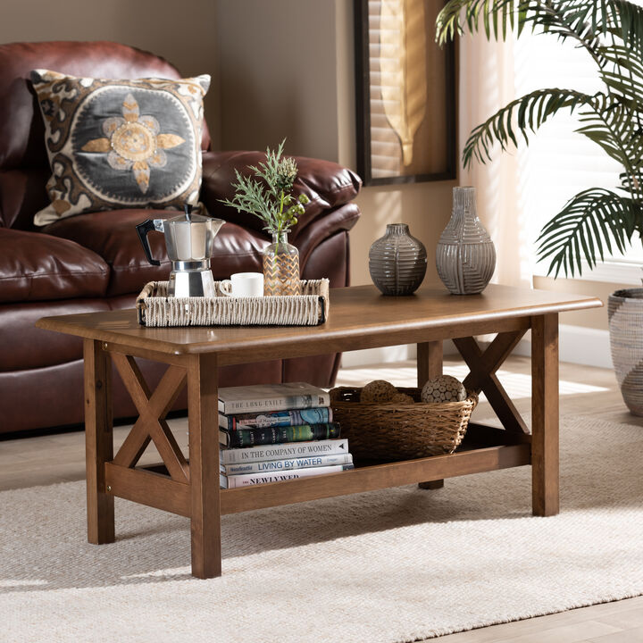 Baxton Studio Reese Transitional Walnut Brown Finished Rectangular Wood Coffee Table