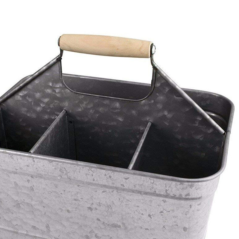Galvanized Metal Sturdy Carry All Serveware, Gray-Benzara