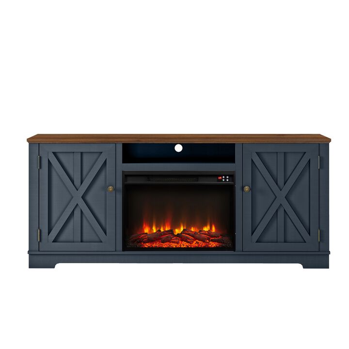 FESTIVO 70" Farmhouse TV Stand Console for TVs up to 75 inch w/ Fireplace