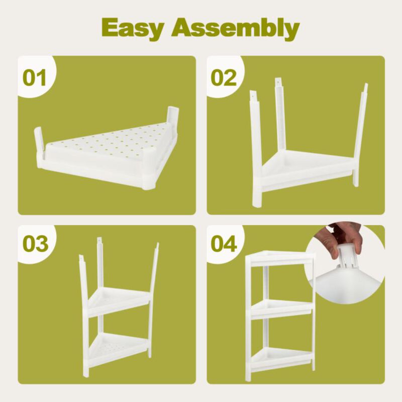 Hivvago 2 Pack 3-Tier Detachable Floor Corner Shower Shelf with Drainage Holes-White