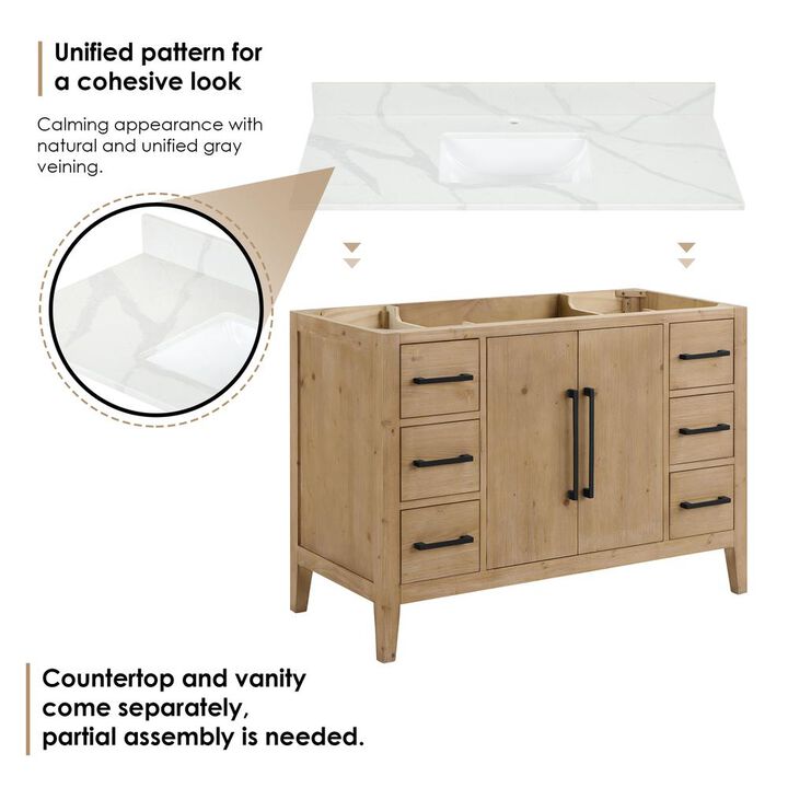 Altair Single Bathroom Vanity in Weathered Fir with Stone Countertop without Mirror