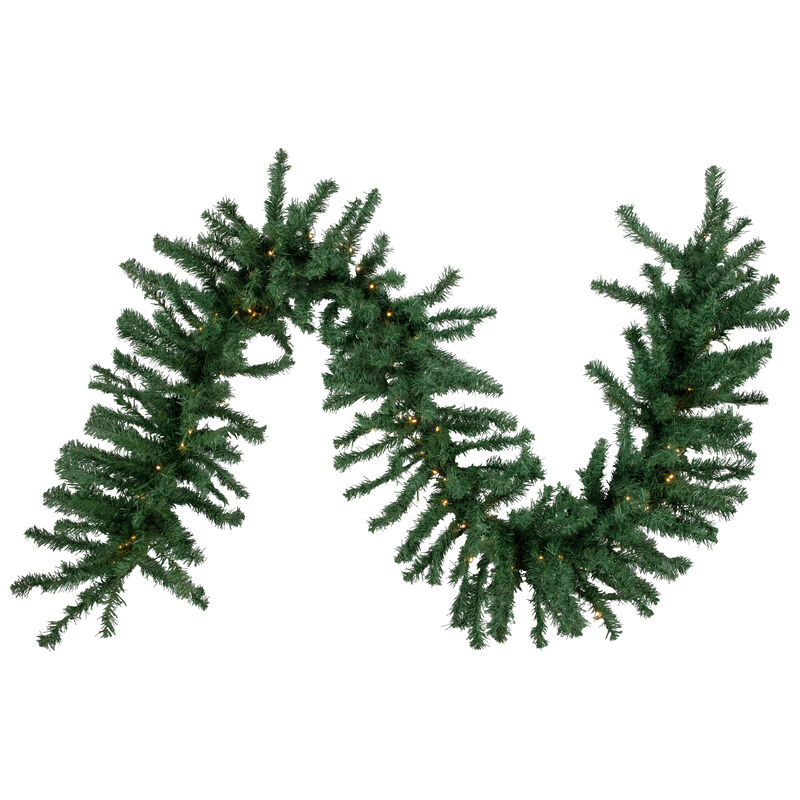 9' x 20" Pre-Lit Green Artificial Pine Christmas Garland  Warm White LED Lights