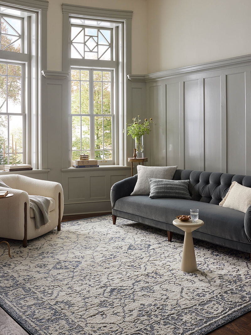 Gigi Ivory/Blue 7'10" x 10' Area Rug by Magnolia Home by Joanna Gaines x Loloi
