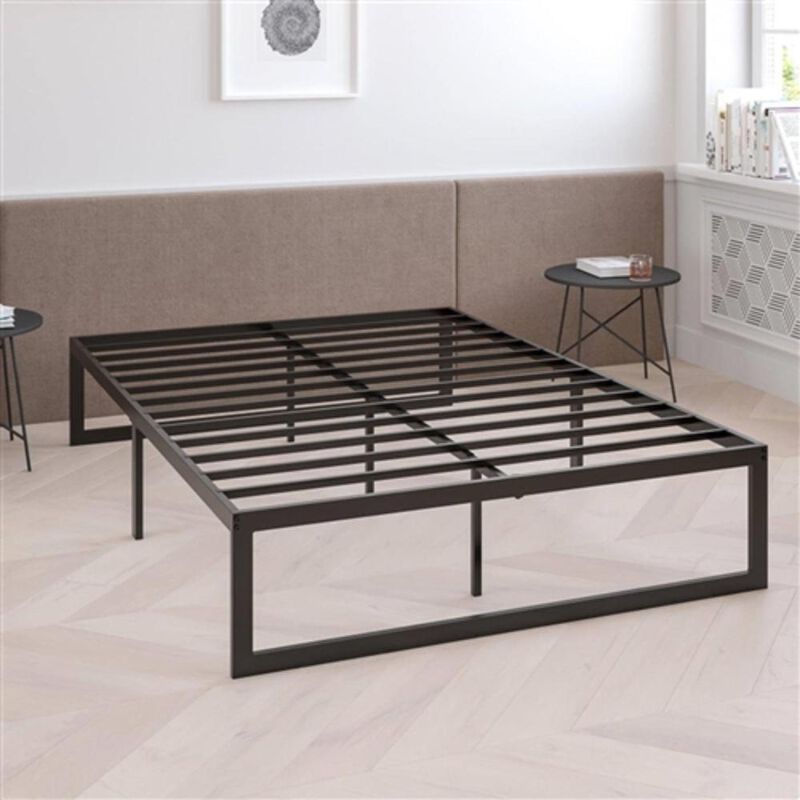 Hivvago King Size 14 Inch Black Metal Steel Slat Platform Bed