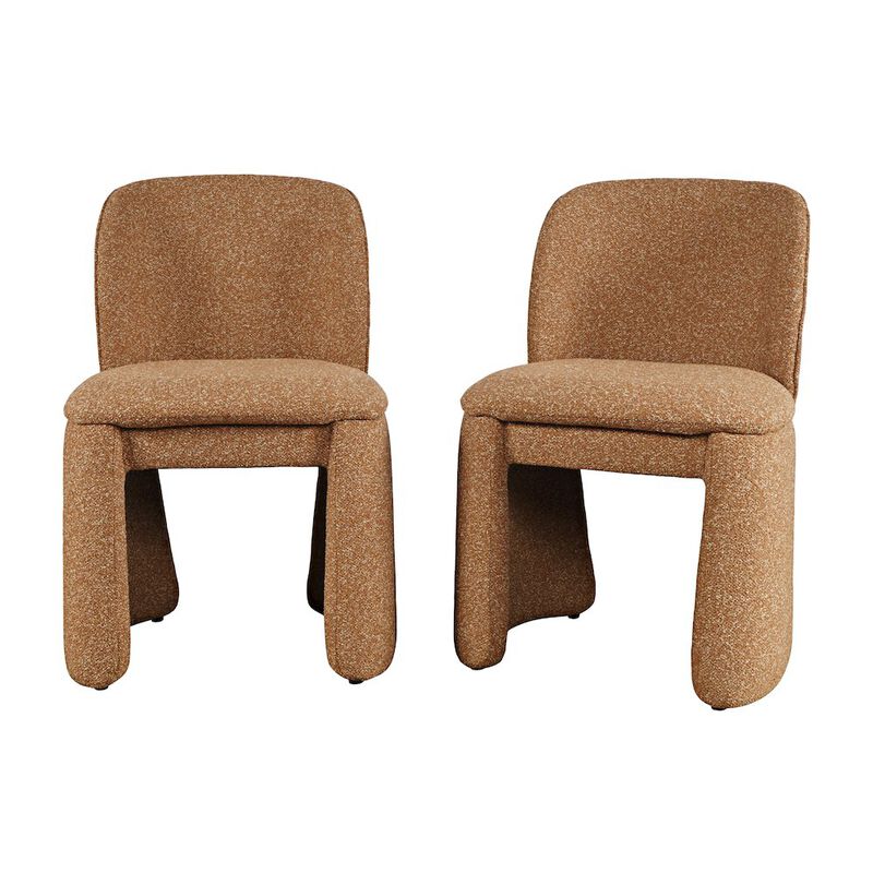 Jofran Breck Mid-Century Modern Curved Upholstered Dining Chair - Set of 2