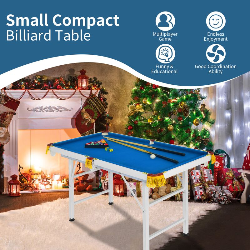 47-Inch Folding Billiard Table with Cues, Brush, and Chalk for Easy Storage