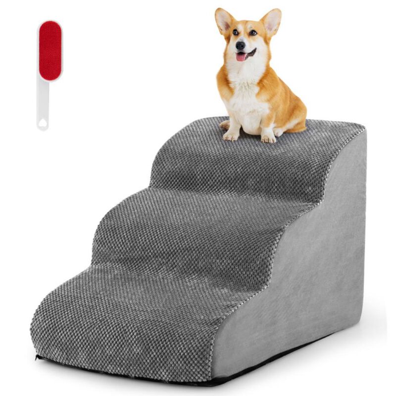 Hivvago 3-Tier Non-Slip Dog Steps with High-Density Sponge and Silicone Paw Prints