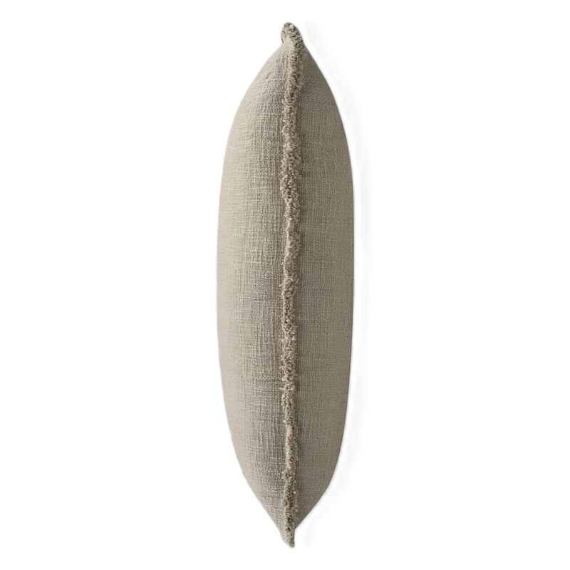 Organic Chic washed textured cotton solid pillow with frayed edges