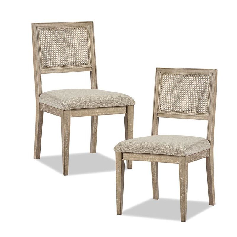 Starlight Canyon Home Set of 2 Brown Dining Chairs with Cane Back and Upholstered Seat