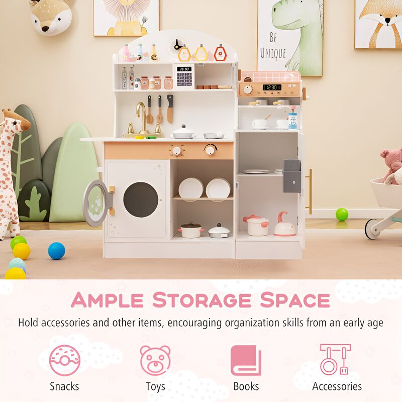Kitchen Playset with Coffee Maker and Accessories for Kids Pretend Play Toy Set