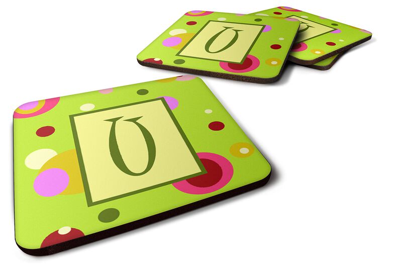 Caroline's Treasures CJ1010-UFC Monogram-Green Foam Coasters (Set of 4), Initial Letter U, 3.5 H x 3.5 W, Multicolor