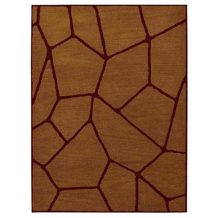 RUGSOTIC CARPETS HAND TUFTED WOOL ECO-FRIENDLY AREA RUGS  - 5'x8', Rectangle Shape, Gold & Red, Contemporary Modern Design, High Pile Handmade Area Rugs for Living Room, Bed Room (K00692)