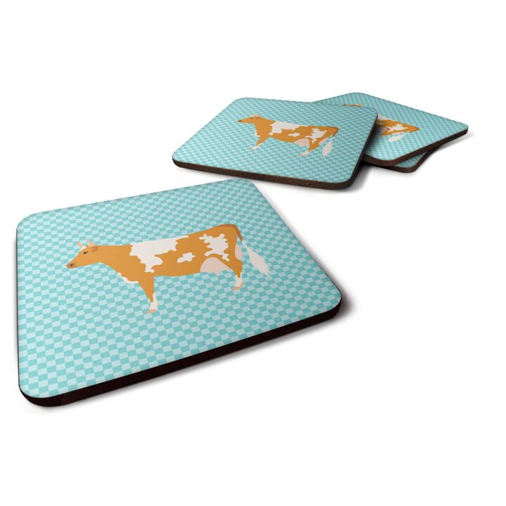 Caroline's Treasures Guernsey Cow Blue Check Decorative coasters, 3.5, Multicolor