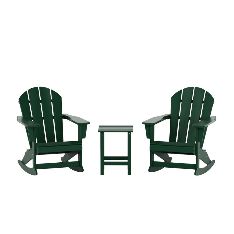 WestinTrends 3-Piece Outdoor Patio Rocking Adirondack Chairs with Side Table Set