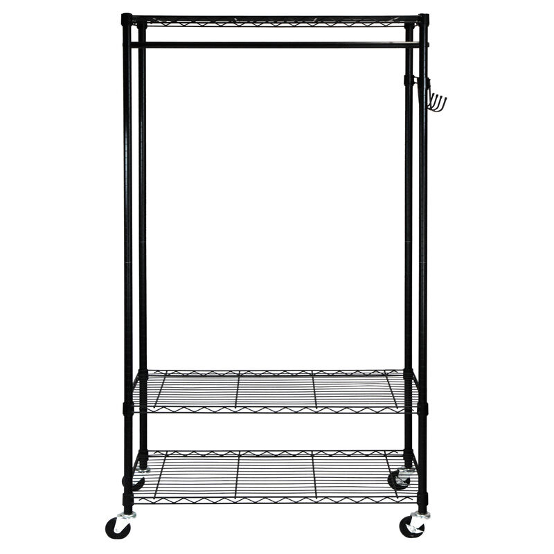 Oceanstar Garment Rack with Adjustable Shelves with Hooks