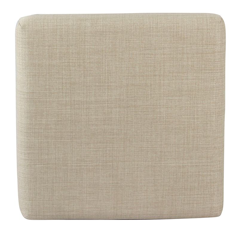 Open Back Metal Counter Stool with Fabric Upholstered Padded Seat, Beige and Black - Benzara