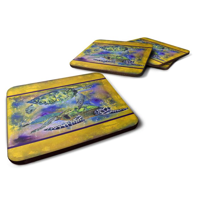 Caroline's Treasures 8394FC Turtle Foam Coasters (Set of 4), 3.5 H x 3.5 W, Multicolor