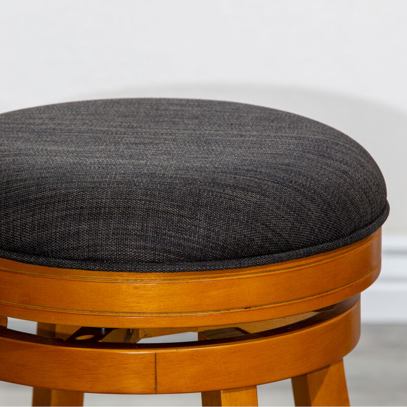 30" Barstool, Natural Finish, Charcoal Fabric Seat