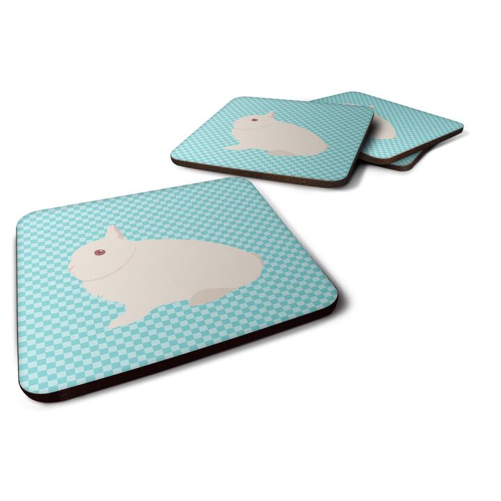 Caroline's Treasures Hermelin Rabbit Blue Check Decorative Coasters, 3.5, Multicolor