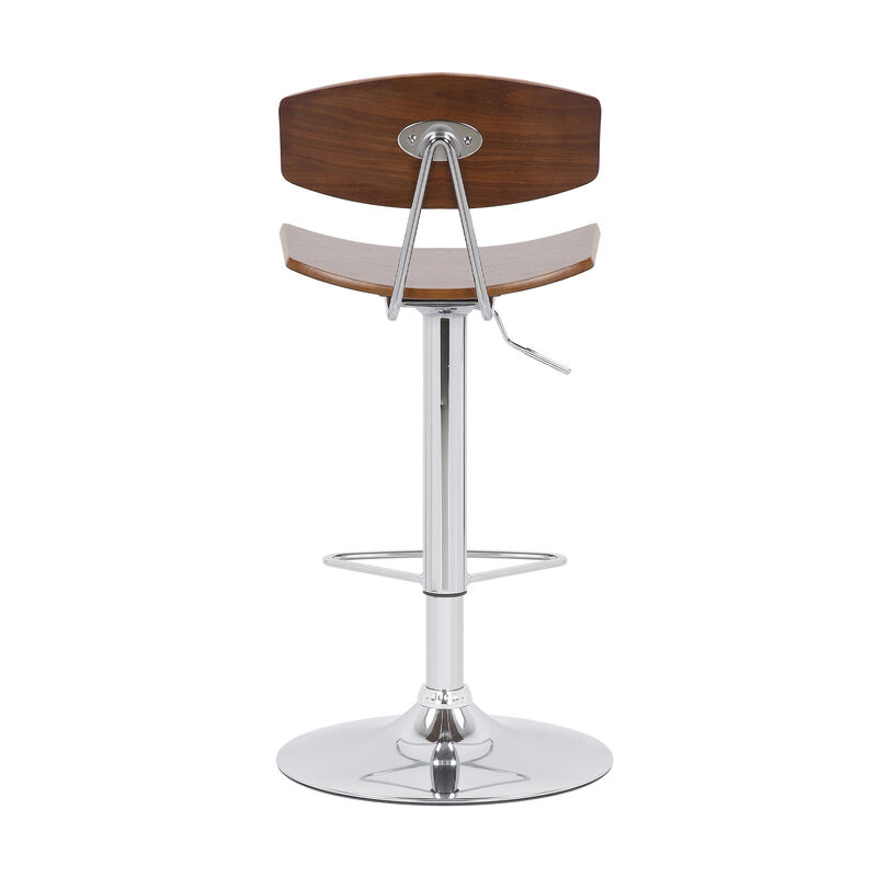 Jett Adjustable Walnut and Chrome Stool