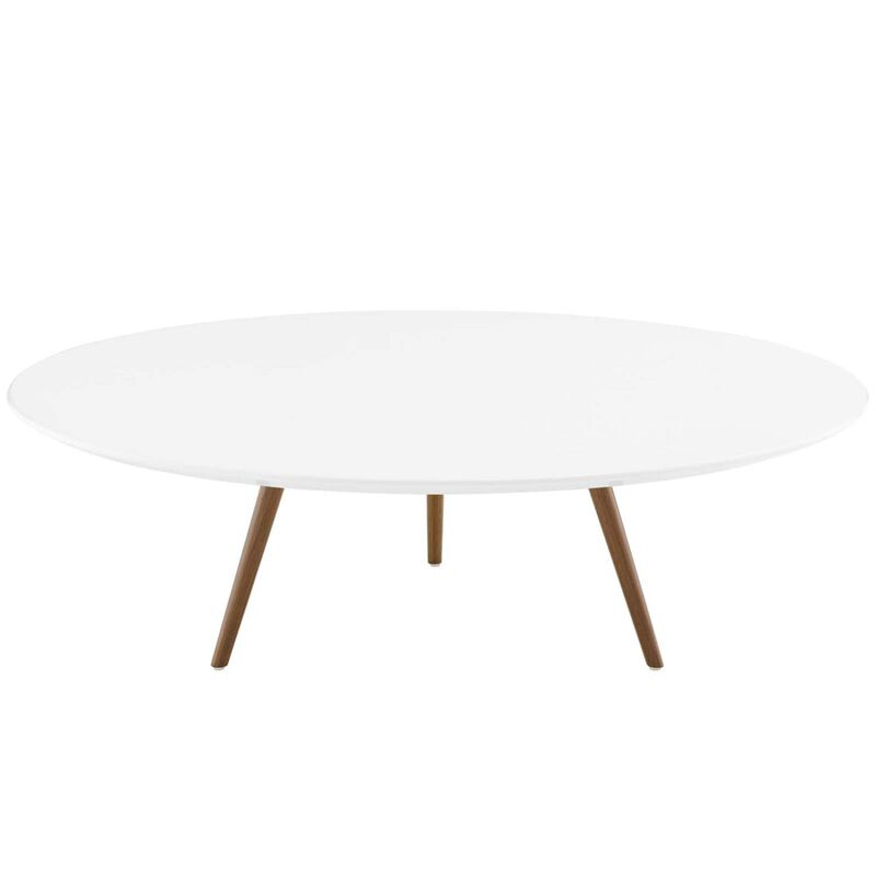 Modway Lippa 47" Mid-Century Modern Round Coffee Table with Tripod Base in Walnut White