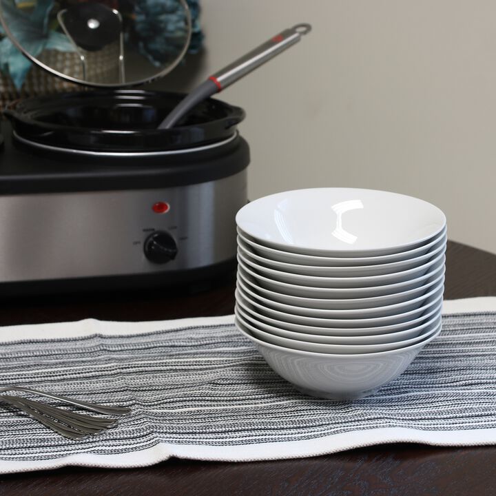 Gibson Home Noble Court 7 Inch Fine Ceramic Bowls in White 12 Piece Set