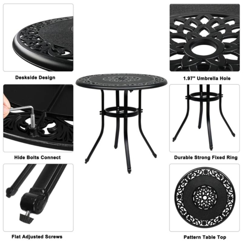 Outdoor Round Dining Table Weather-Resistant Patio Table for Backyard & Garden