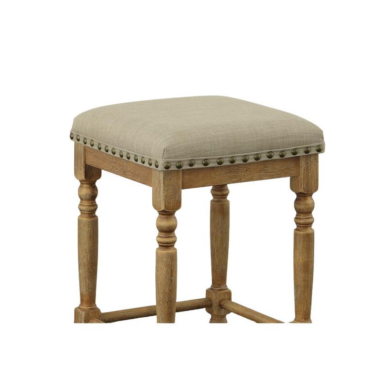 Carolina Living Brittany Deluxe  Barstools - Set of 2 -Vintage Honey - Linen Upholstery